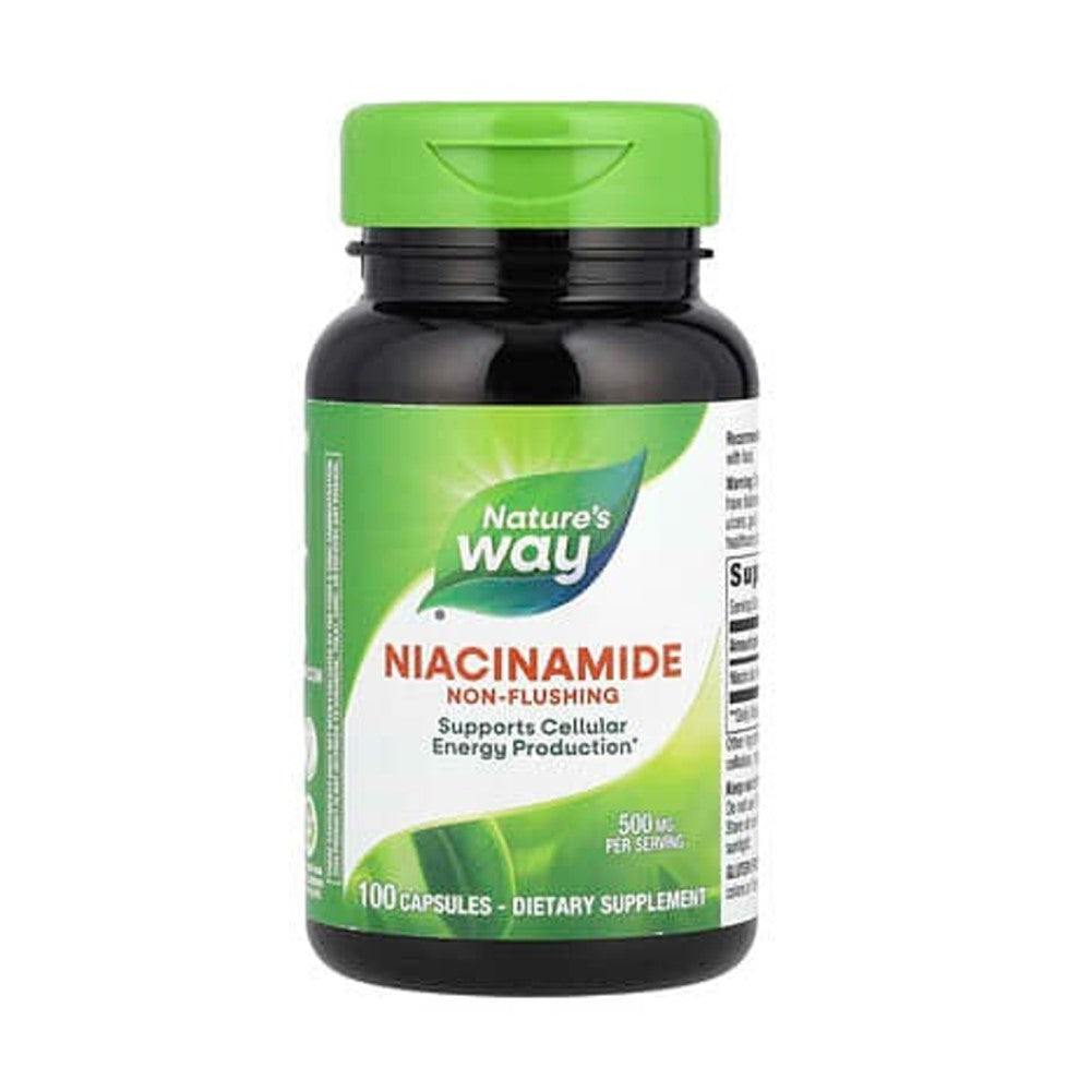 Nature's Way Niacinamide Non-Flush Support – 500mg, Cellular Energy Production, 100 Vegan Capsules, Dietary Supplement