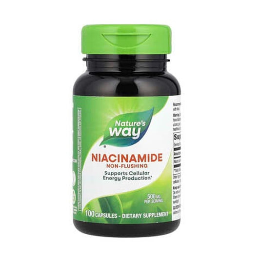 Nature's Way Niacinamide Non-Flush Support – 500mg, Cellular Energy Production, 100 Vegan Capsules, Dietary Supplement