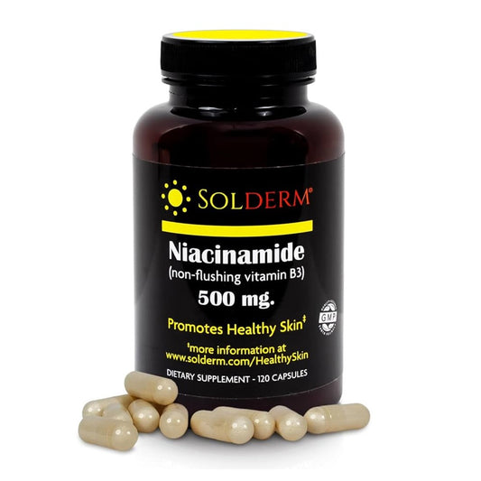SOLDERM Niacinamide 500mg – Non-Flushing Vitamin B3 for Healthy Skin | 120 Capsules