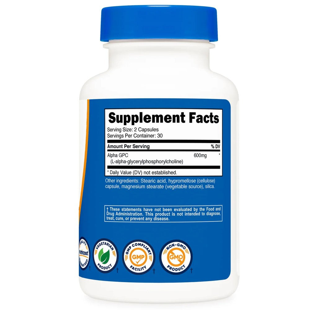 Nutricost Alpha Gpc 600mg – High-Potency Choline Supplement, 60 Capsules