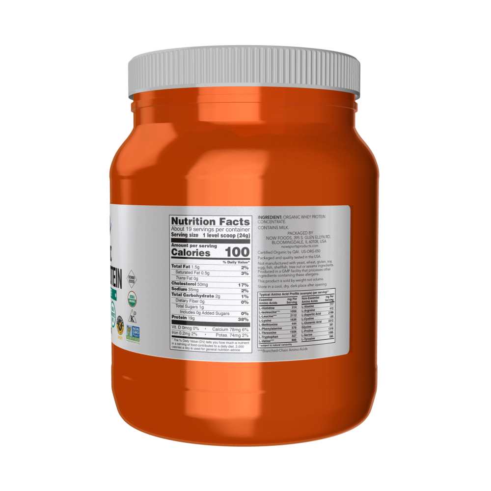 Now Sports Whey Protein – Organic Unflavored Powder – 454g