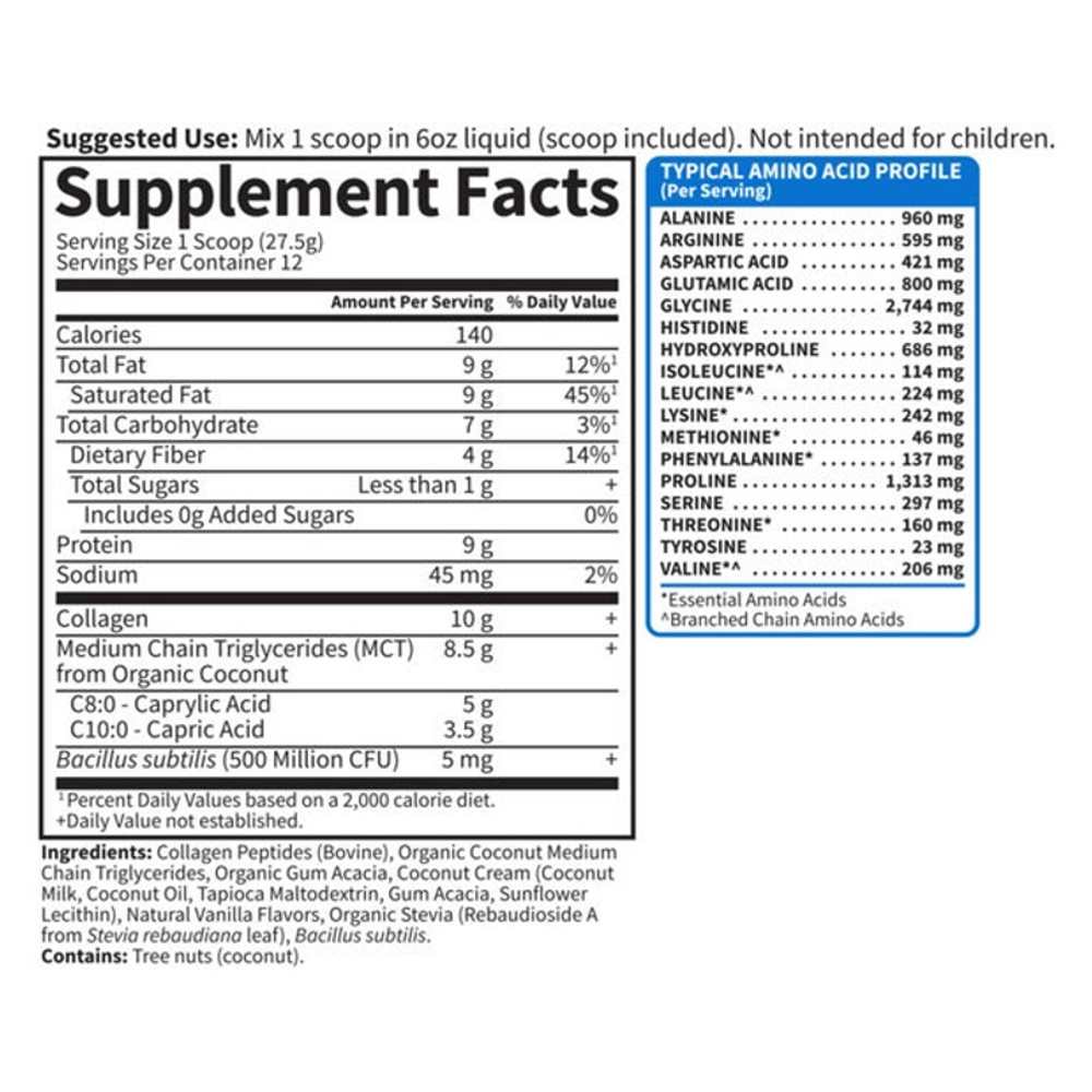 Garden of Life Grass Fed Collagen Creamer Powder - Vanilla 330g