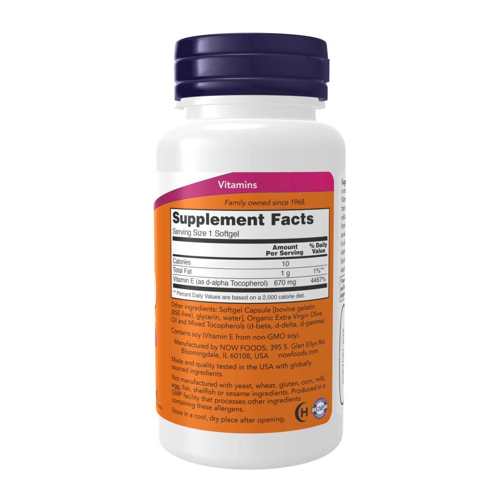Now Foods E-1000 – 1,000 Iu Plant-Derived Vitamin E with Mixed Tocopherols – Antioxidant Protection – 50 Softgels