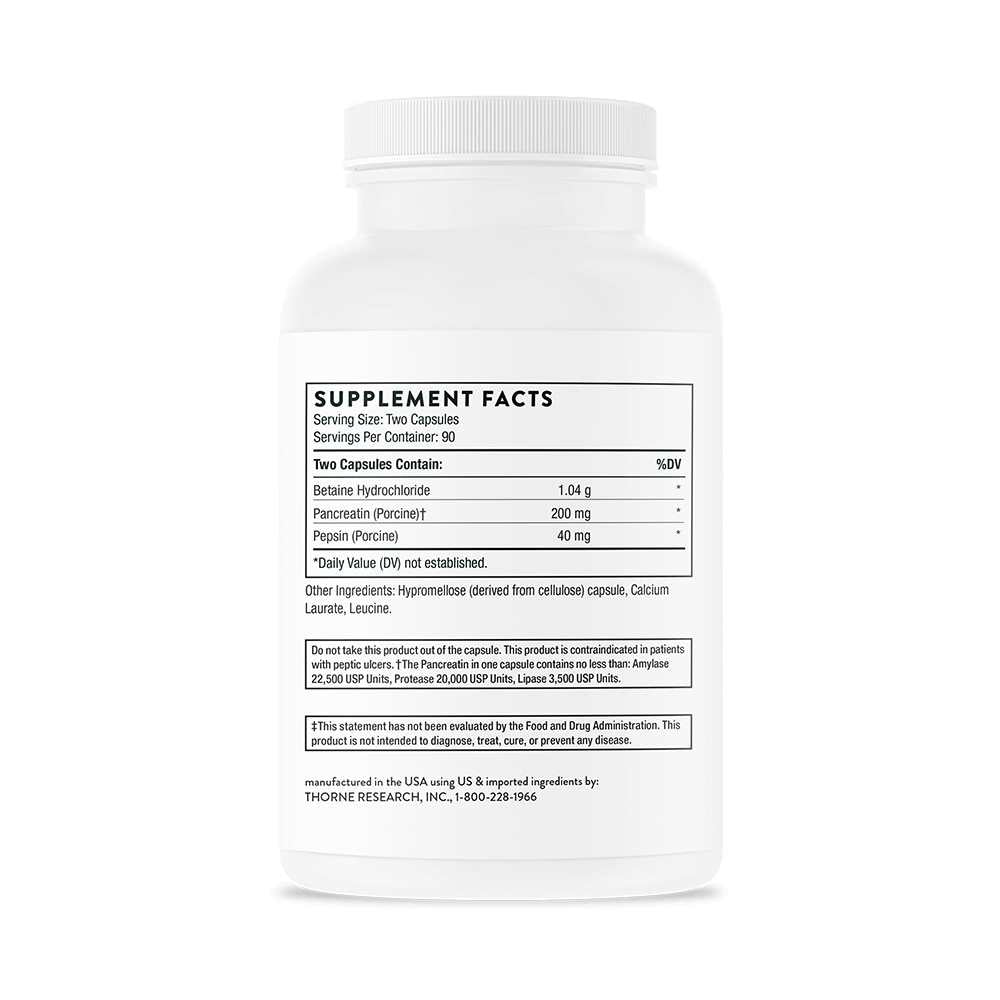 Thorne Multi Enzyme – Digestive Support with Betaine, Pancreatin & Pepsin