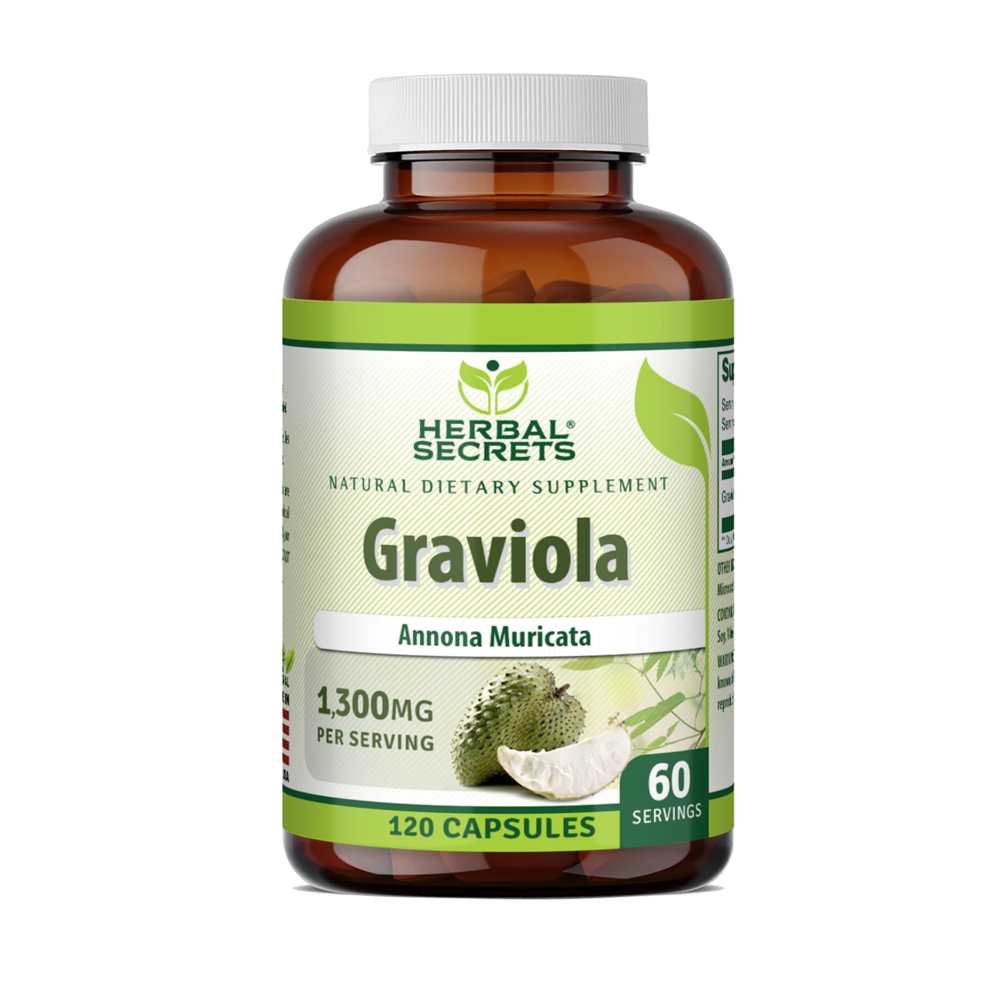 Herbal Secrets Graviola 1300 Mg per Serving 120 Capsules