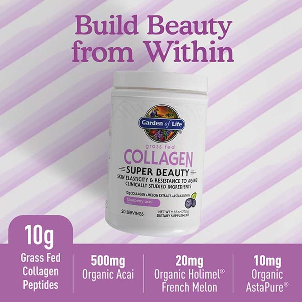 Garden of Life Grass Fed Collagen Super Beauty Blueberry Acai 270g Powder
