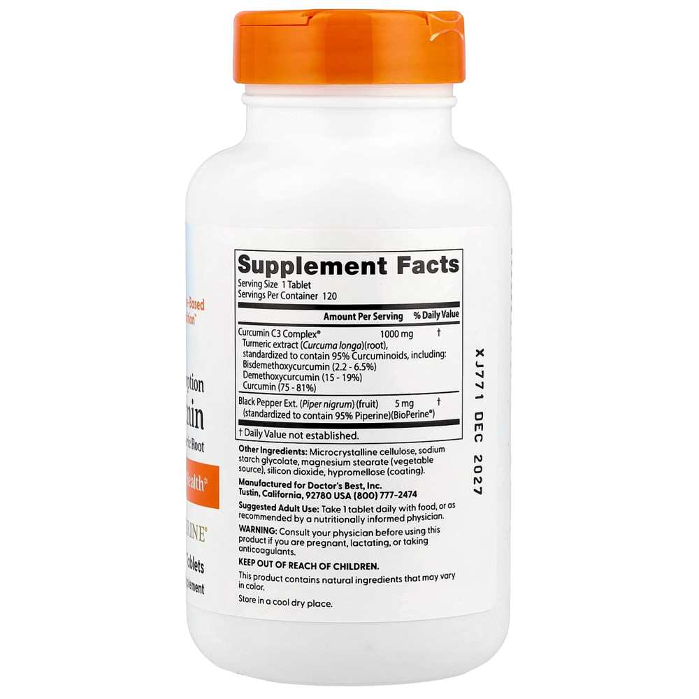 Doctor's Best High Absorption Curcumin, 1,000 Mg, 120 Tablets