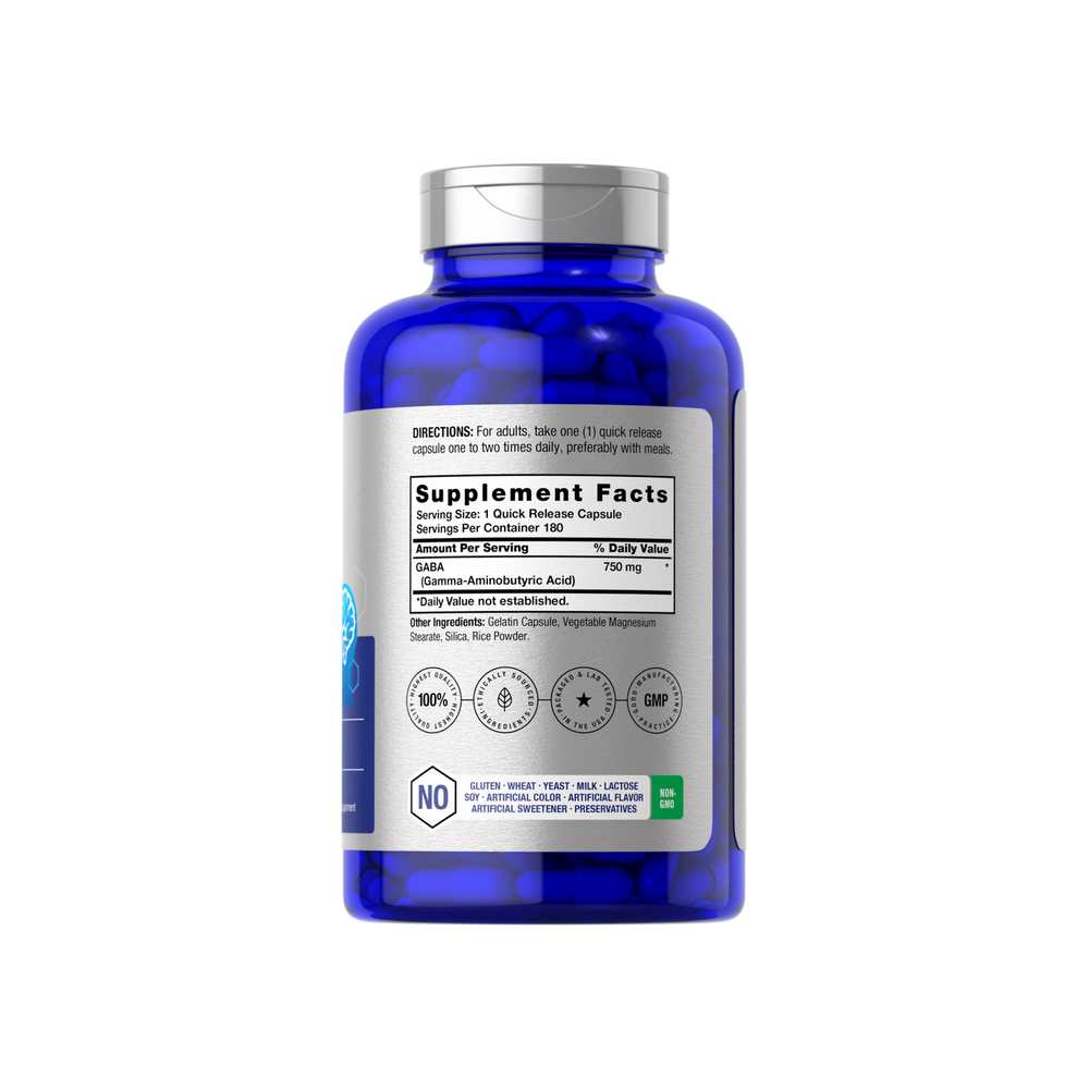 Horbäach Gaba (gamma Aminobutyric Acid) 750mg | 180 Capsules