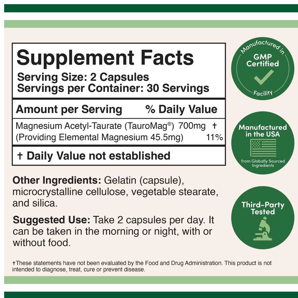 Double Wood Magnesium Acetyl-Taurate – Tauro Mag® Pms & Mood Support | 60 Capsules