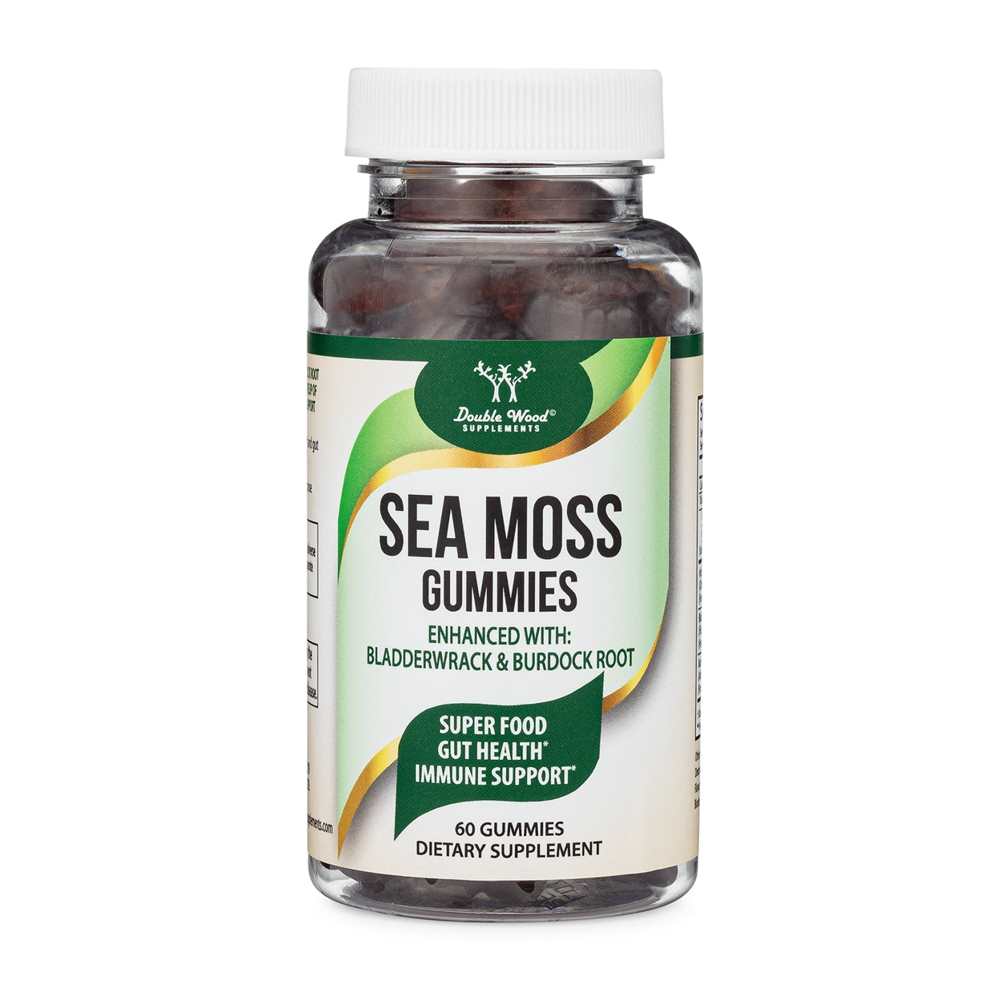 Double Wood Sea Moss Gummies – Superfood Blend with Bladderwrack & Burdock Root | 60 Count