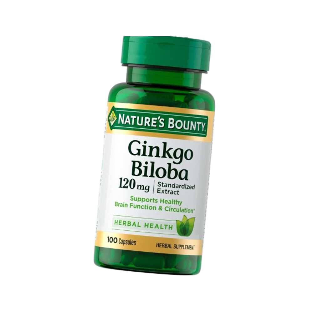 Nature's Bounty Ginkgo Biloba 120mg – Standardized Extract for Brain Health & Circulation | 100 Capsules
