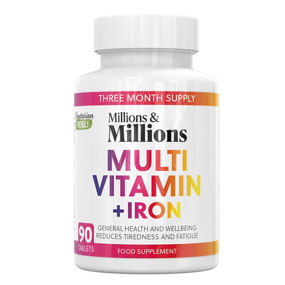 Millions & Millions Multivitamin + Iron – 90 Tablets – General Health & Energy Support
