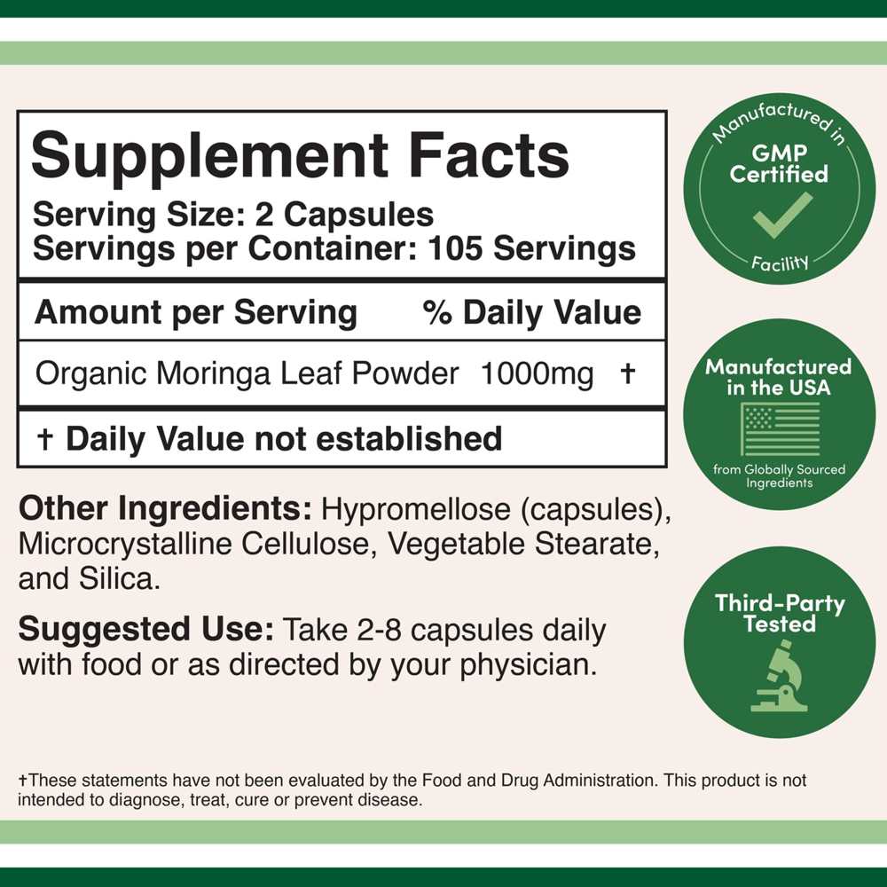 Double Wood Moringa – 1000mg Powerful Superfood Formula | 210 Capsules