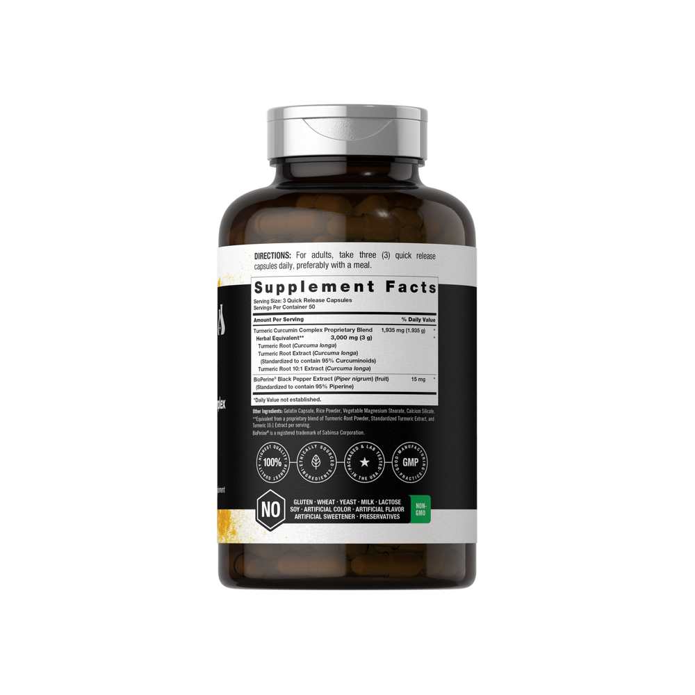 Horbäach Turmeric Curcumin 3000mg per Serving | 150 Capsules