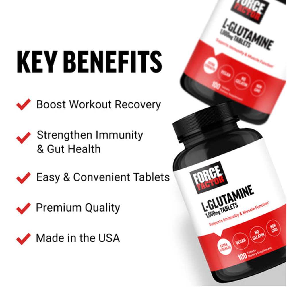 Force Factor L-Glutamine – 100 Tablets