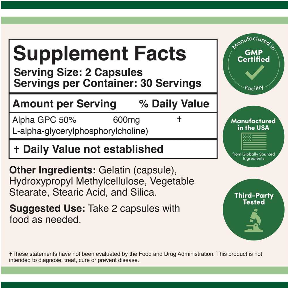 Double Wood Supplements Alpha-Gpc – 60 Capsules for Mental Clarity