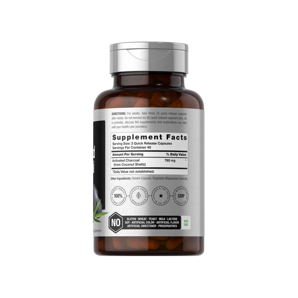 Horbäach Charcoal 780mg per Serving | 120 Capsules