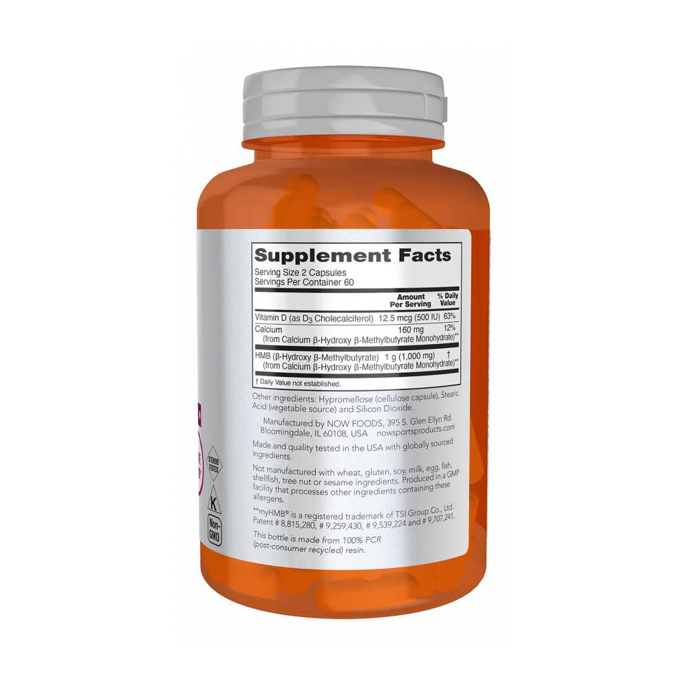 Now Sports HMB 500 mg – Muscle Support Formula – 120 Veg Capsules