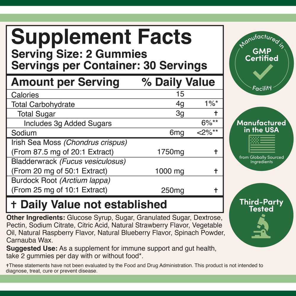 Double Wood Sea Moss Gummies – Superfood Blend with Bladderwrack & Burdock Root | 60 Count
