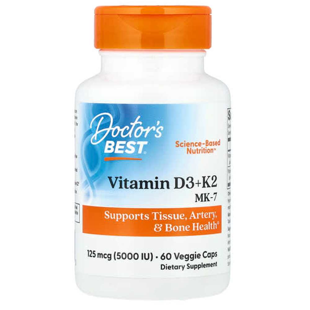 Doctor's Best Vitamin D3 + K2 Mk-7 Veggie Caps 60 Count