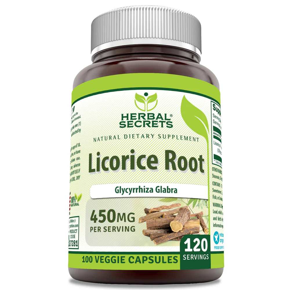 Herbal Secrets Licorice Root 450 Mg 100 Veggie Capsules