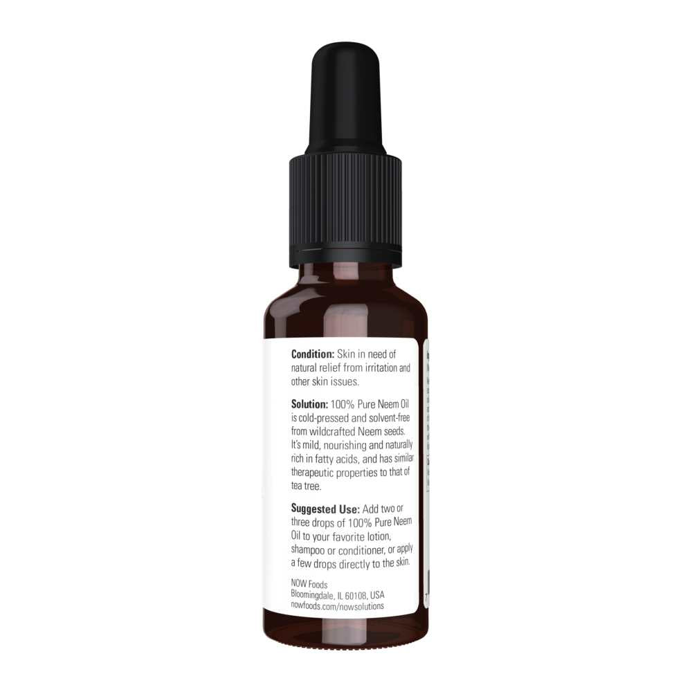 Now Foods Neem Oil – 100% Pure & Cold-Pressed – Clarifying Skin & Scalp Oil – 30 M L