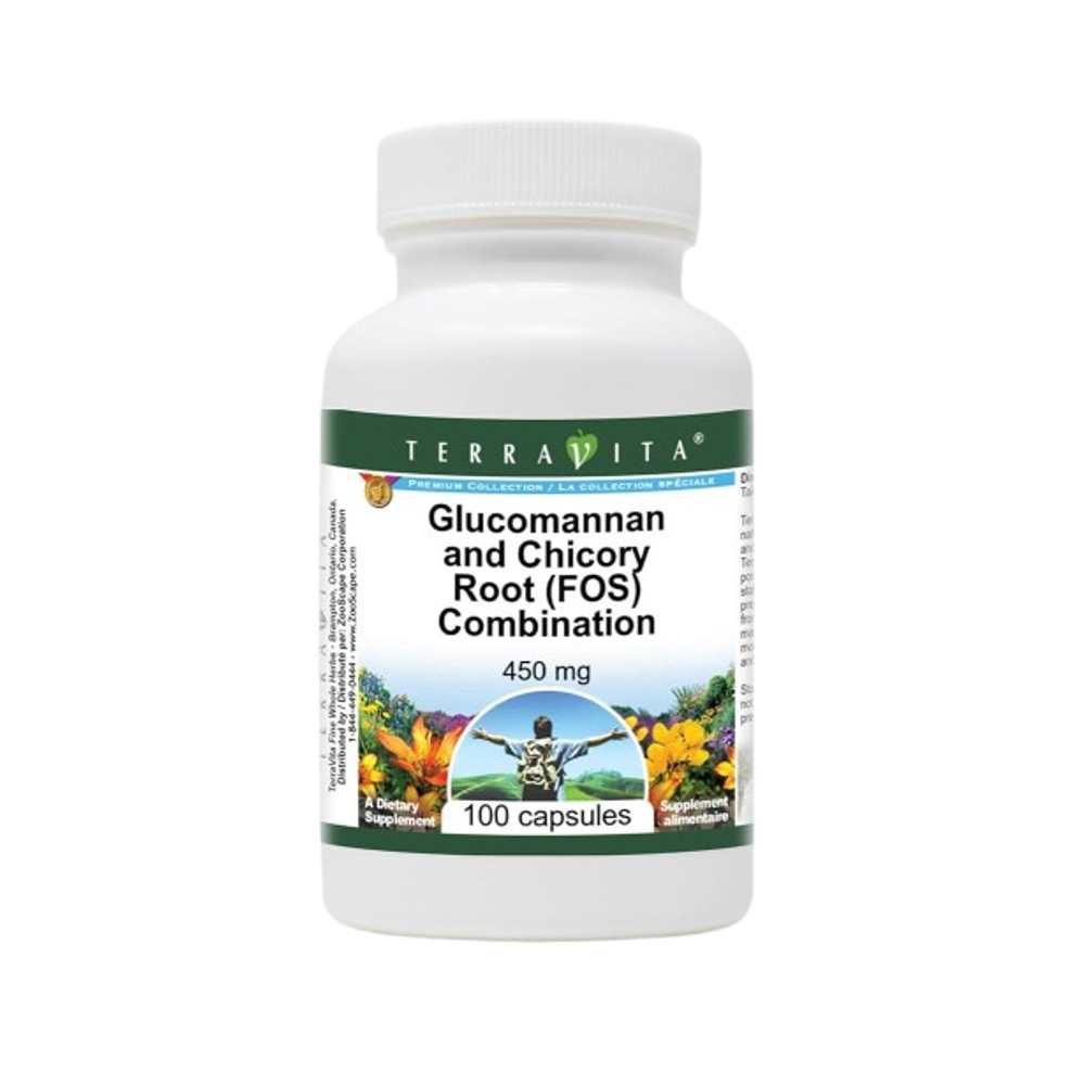 TerraVita OLA Collection Glucomannan & Chicory Root (FOS) Combination – 450mg | 100 Capsules | Dietary Supplement