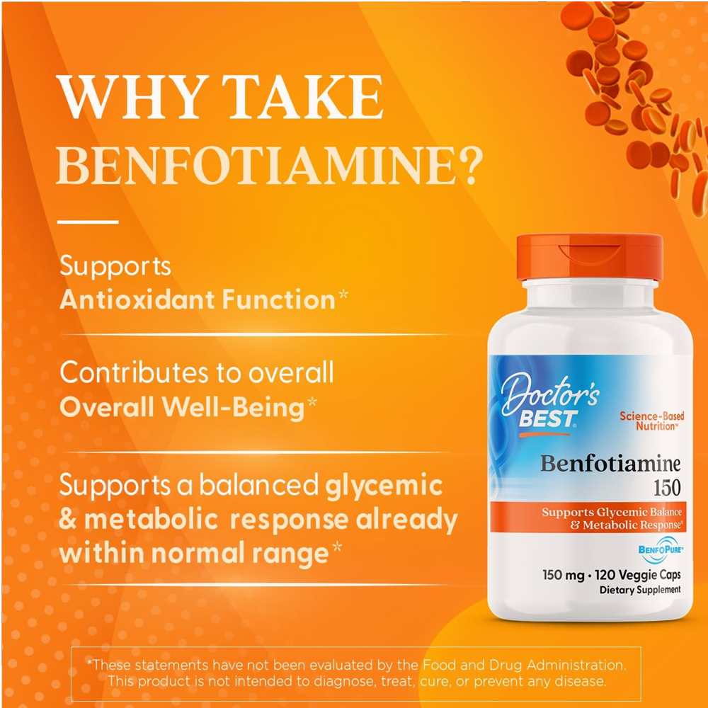 Doctor's Best Benfotiamine with Benfo Pure, 150 Mg, 360 Veggie Caps