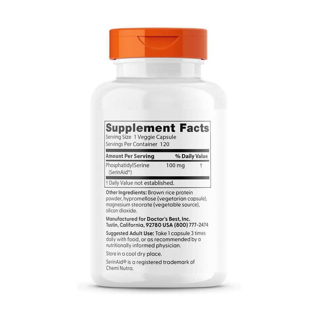 Doctor's Best Phosphatidylserine with Serin Aid, 100 Mg, 120 Veggie Caps