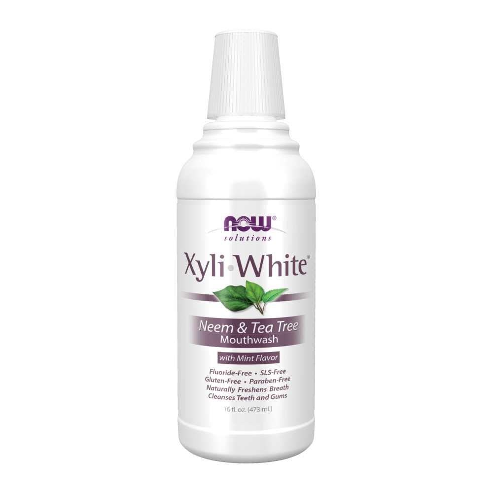 Now Foods Xyli White Neem & Tea Tree Mouthwash – Mint Flavor – Fluoride-Free, Sls-Free – 16 Fl Oz (473 M L)