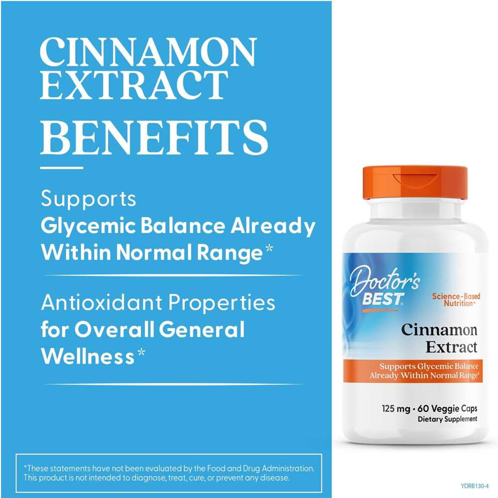 Doctor's Best Cinnamon Extract with Cinnulin Pf, 125 Mg, 60 Veggie Caps