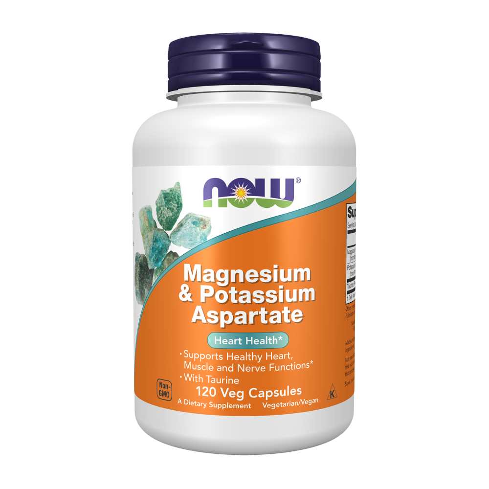 Now Foods Magnesium & Potassium Aspartate with Taurine – Heart, Muscle & Nerve Function Support – 120 Veg Capsules