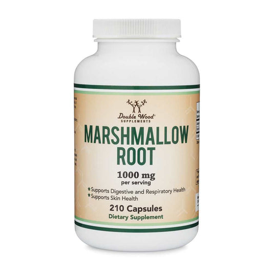 Double Wood Marshmallow Root – 1000mg Herbal Support for Gut, Lungs & Skin | 210 Capsules