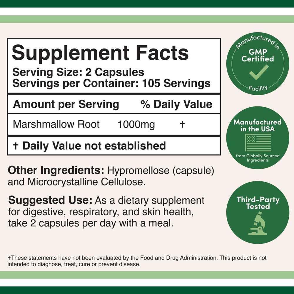 Double Wood Marshmallow Root – 1000mg Herbal Support for Gut, Lungs & Skin | 210 Capsules