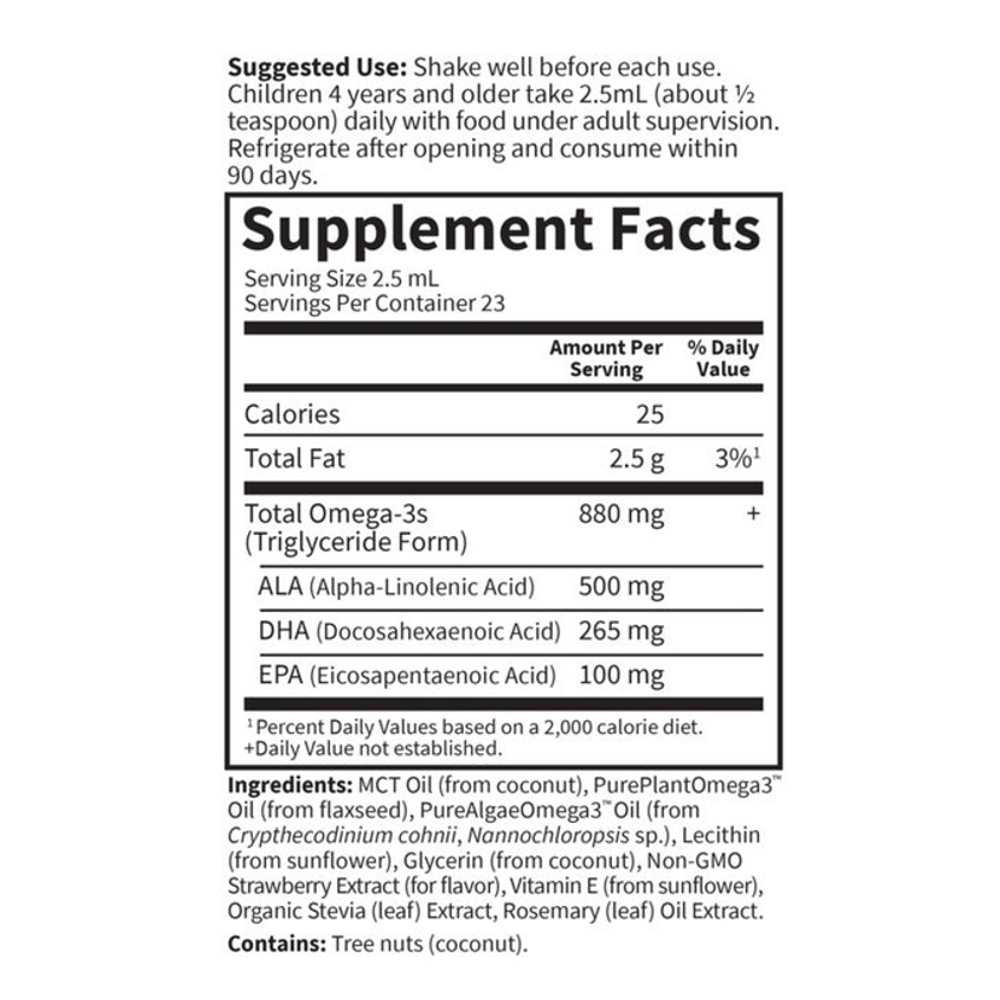 Garden of Life Kids Plant Omega-3 Strawberry 2 Fl Oz (57.5ml) Liquid