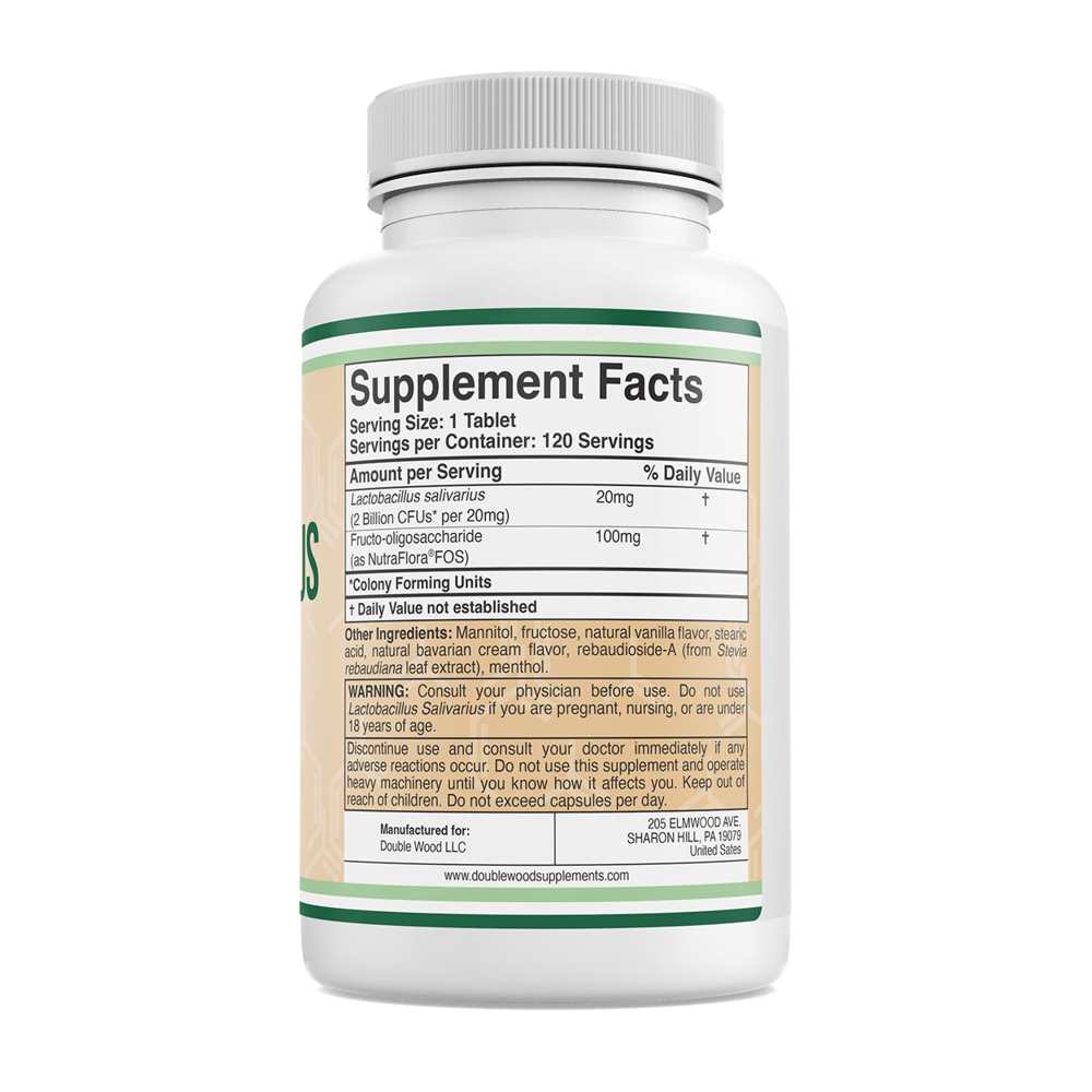 Double Wood Lactobacillus Salivarius – 2 Billion Cf Us per Tablet | 120 Chewables