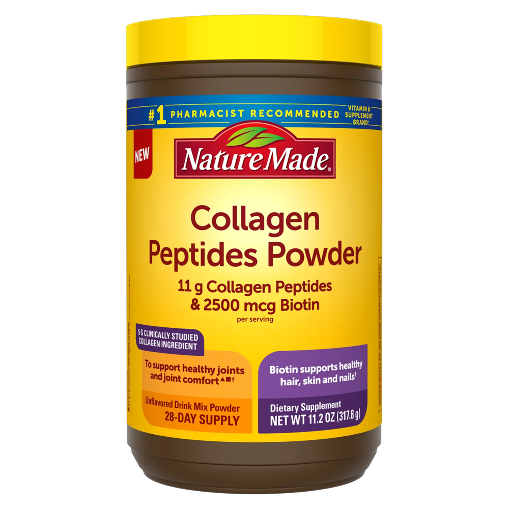 Nature Made Collagen Peptides Powder – 11g Collagen & 2500mcg Biotin | Joint, Skin & Hair Support