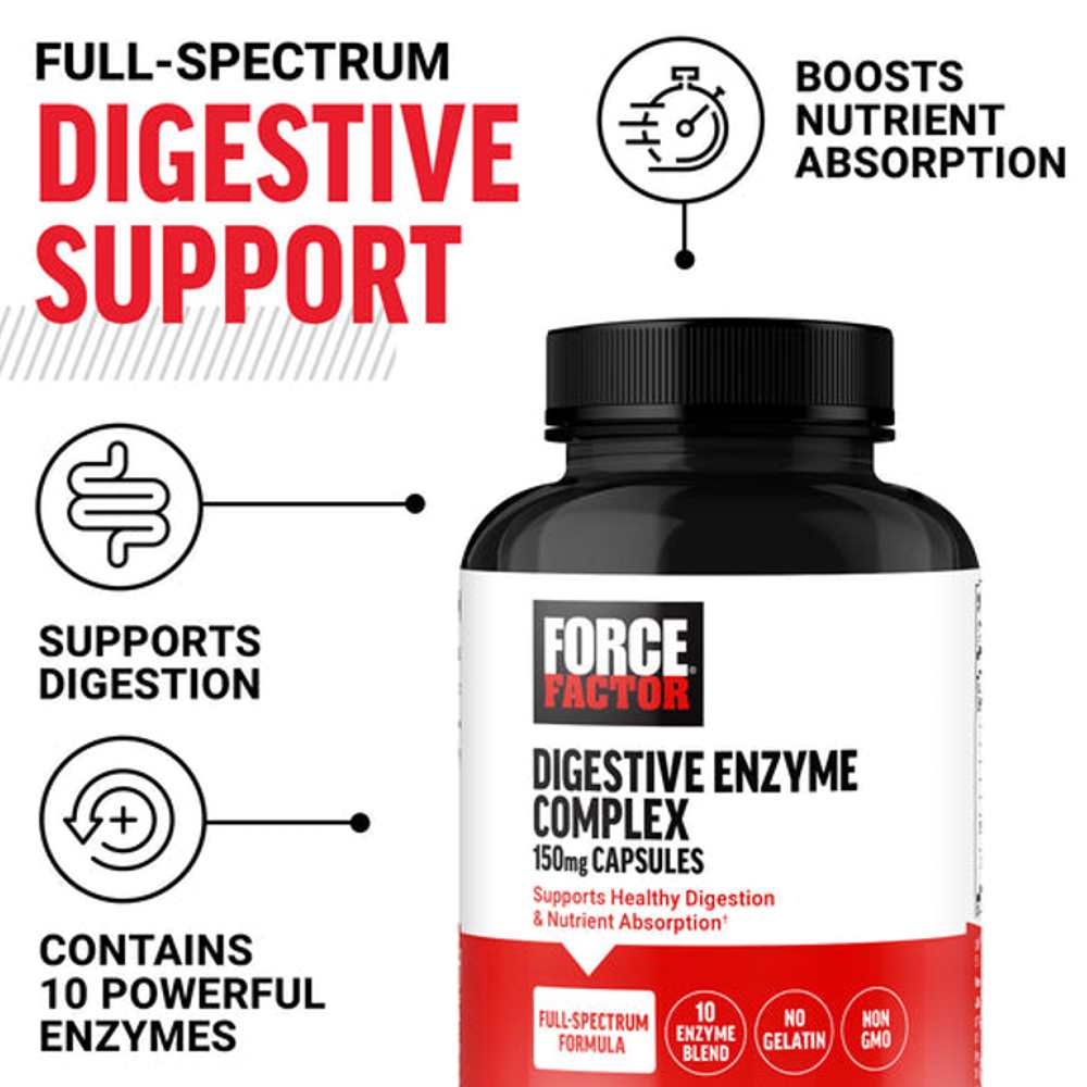 Force Factor Digestive Enzyme Complex – 90 Capsules