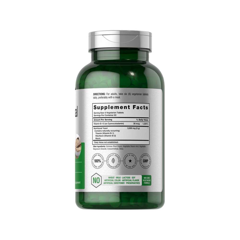 Horbäach Nutritional Yeast with Vitamin B-12 3000mg per Serving | 500 Tablets