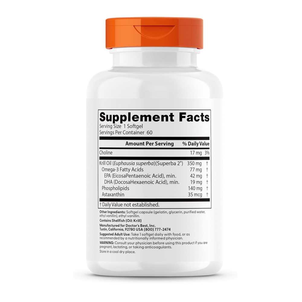 Doctor's Best Real Krill 350mg Softgels 60 Count