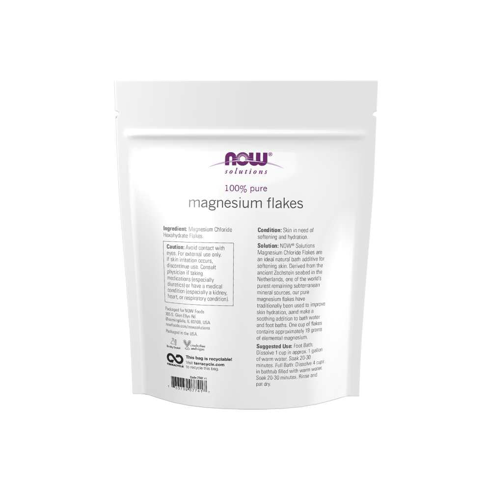 Now Foods Magnesium Flakes – Pure Magnesium Chloride Crystals – Relaxing Bath Soak – 750 g