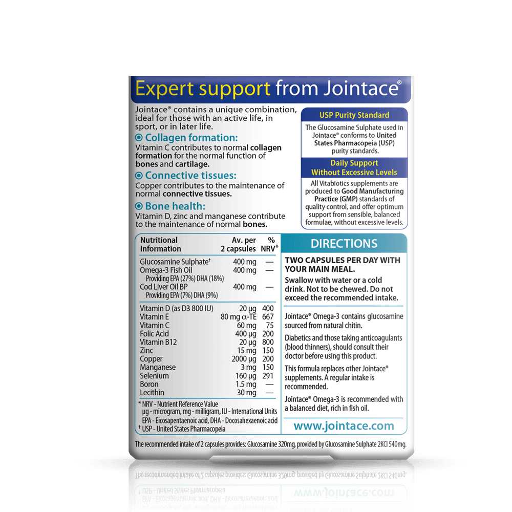 Vitabiotics Jointace Omega-3 Supplement – 30 Capsules for Joint & Bone Health