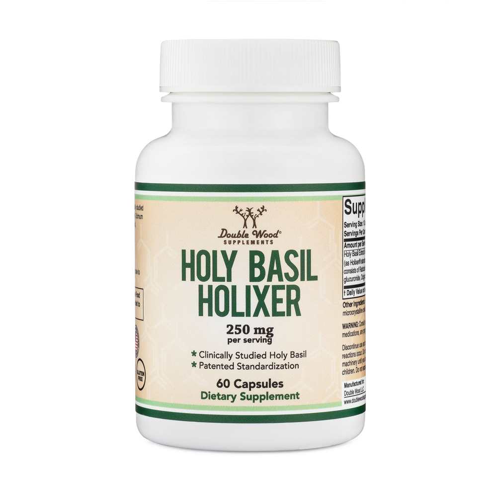Double Wood Holy Basil Holixer® – 250mg Patented Formula for Stress & Wellness | 60 Capsules