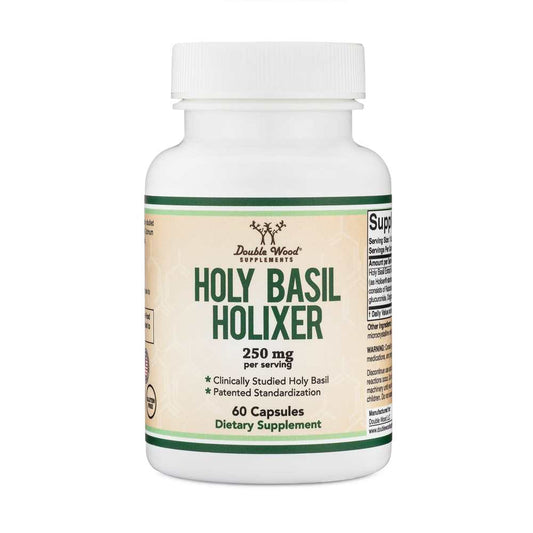 Double Wood Holy Basil Holixer® – 250mg Patented Formula for Stress & Wellness | 60 Capsules