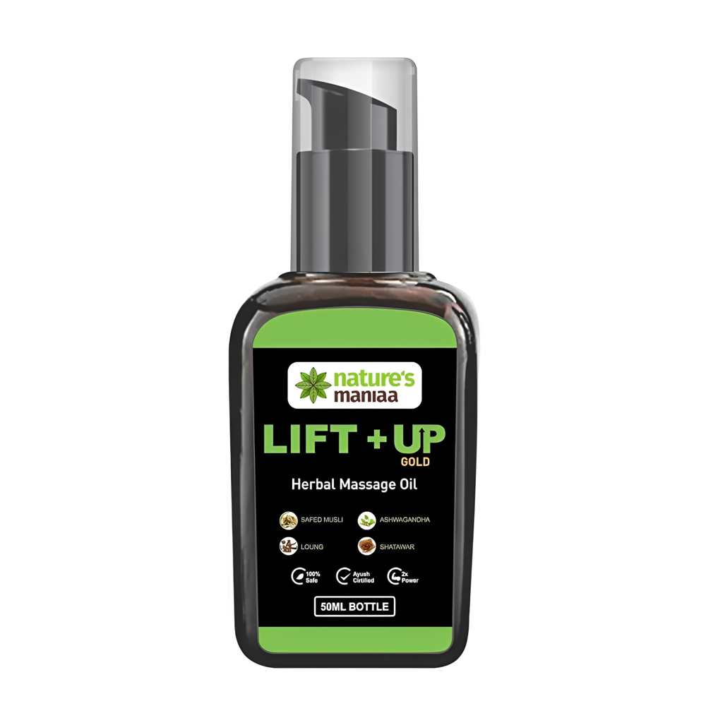 Nature's Maniaa Lift+up Gold – Herbal Massage Oil with Ashwagandha, Lolno & Shatawar – 50ml
