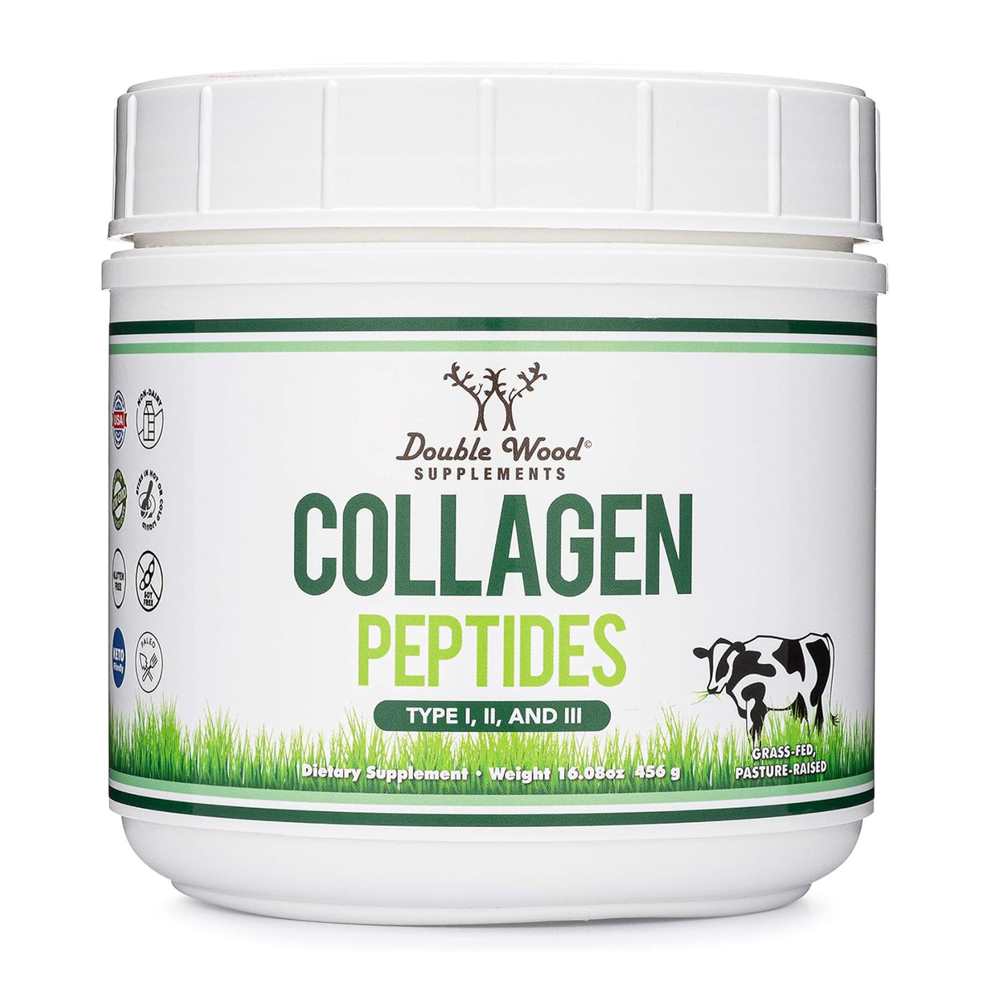 Grass-Fed Collagen Peptides Powder by Double Wood – Types I, Ii, Iii – 456 G