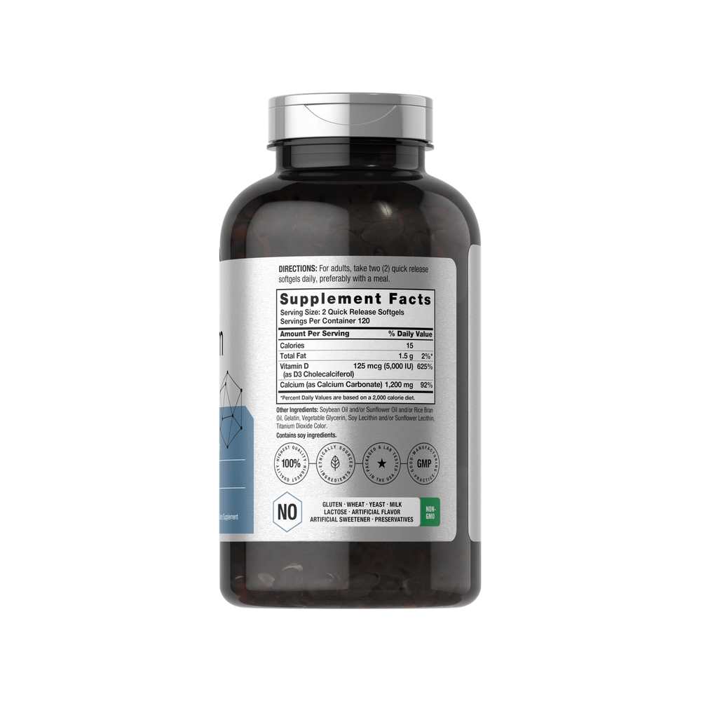 Horbäach Calcium 1200mg per Serving with Vitamin D-3 | 240 Softgels