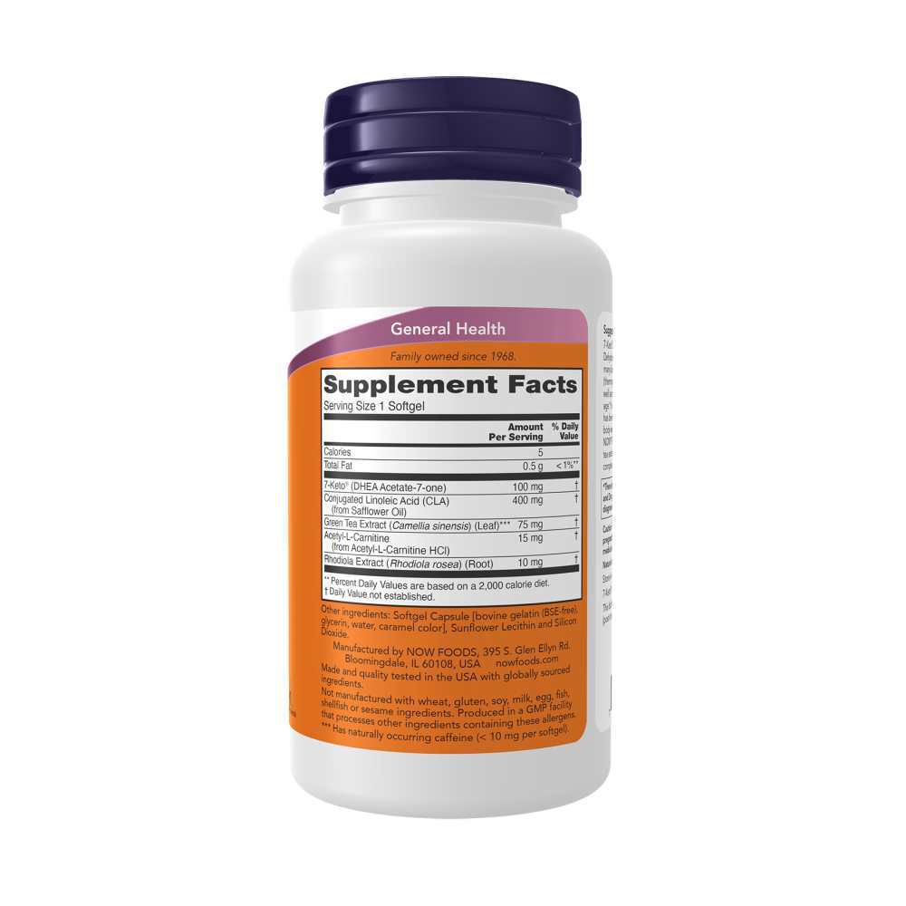 Now Foods 7-Keto Lean Gels™ 100 Mg – Dhea Metabolite with Cla for Weight Management – 60 Softgels