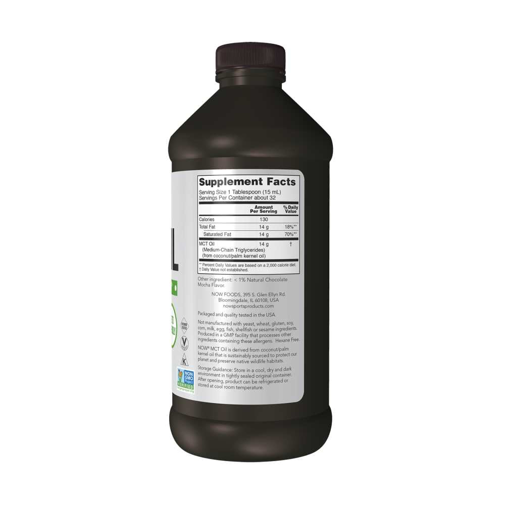 Now Sports Mct Oil – Chocolate Mocha Flavor – Liquid Supplement – 473 ml