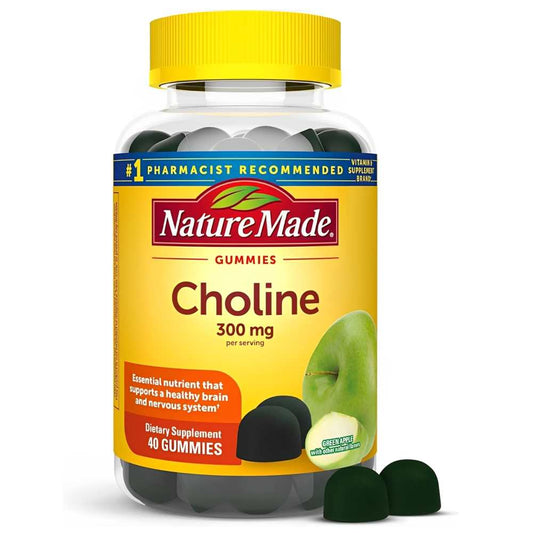 Nature Made Choline Gummies 300mg – Brain & Nervous System Support, 40 Gummies